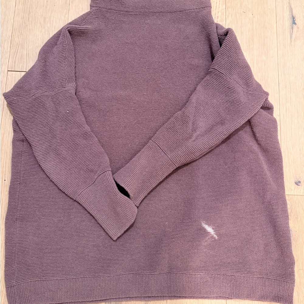 Free People Mauve Ribbed Cowl Neck Sweater